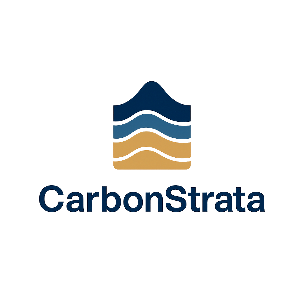 Layered subsurface geological strata icon representing CarbonStrata
